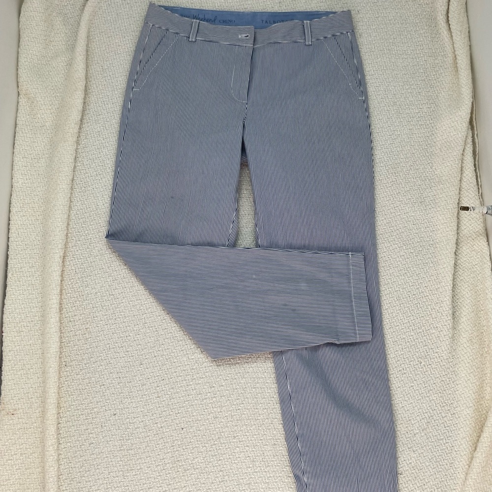 Talbots Blue Pinstripe Cotton Trousers